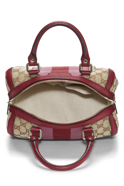 Gucci,  Red Original GG Canvas Web Boston Bag Small, Red