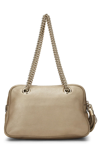 Gucci,  Metallic Gold Grained Leather Soho Chain Shoulder Bag, Gold