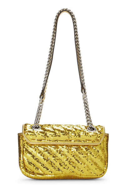 Gucci,  Gold Sequin GG Marmont Shoulder Bag, Yellow