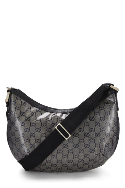 Gucci,  Black Crystal Canvas Web Round Messenger Bag, Black