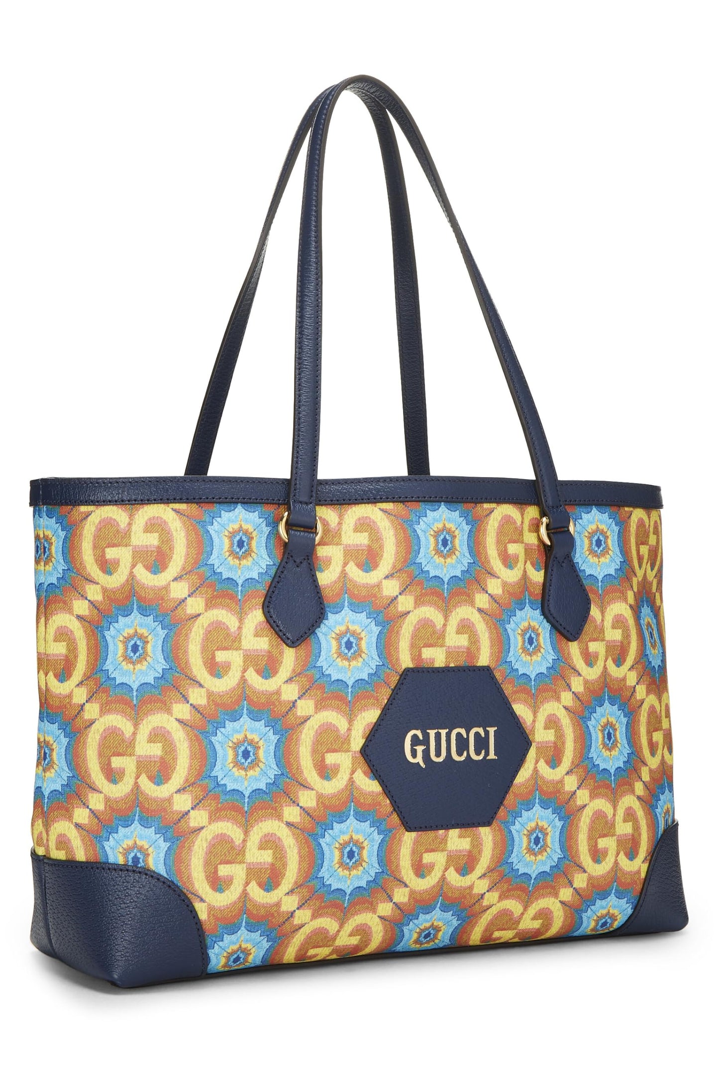 Gucci,  Navy Coated Canvas Kaleidoscope Ophidia Tote, Navy