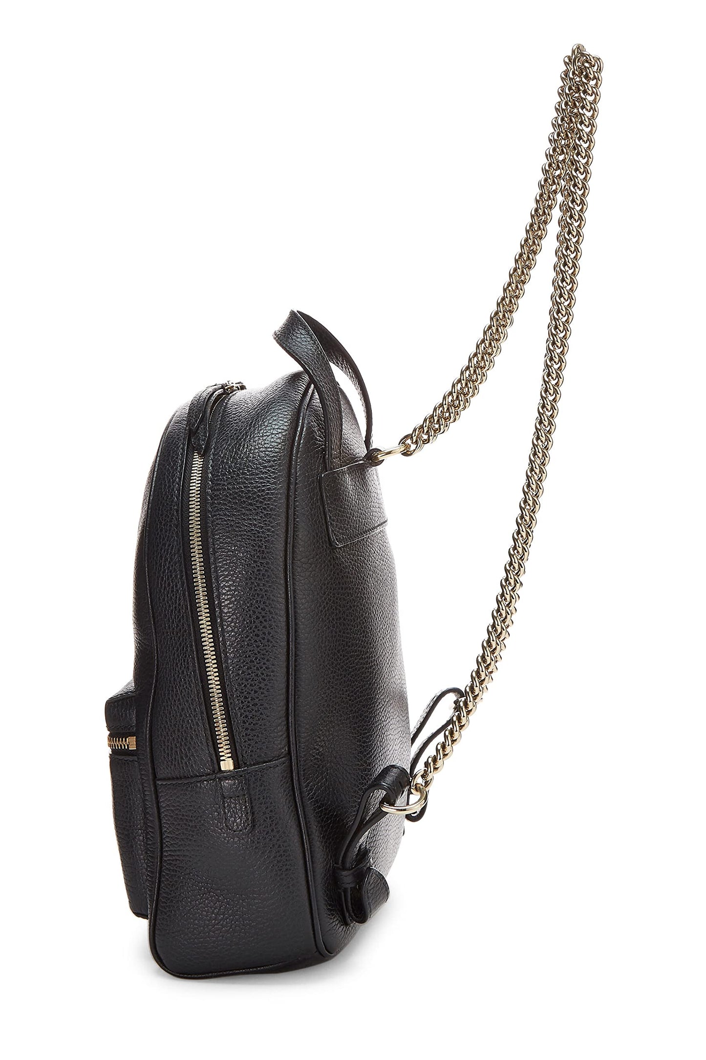 Gucci,  Black Leather Soho Chain Backpack, Black