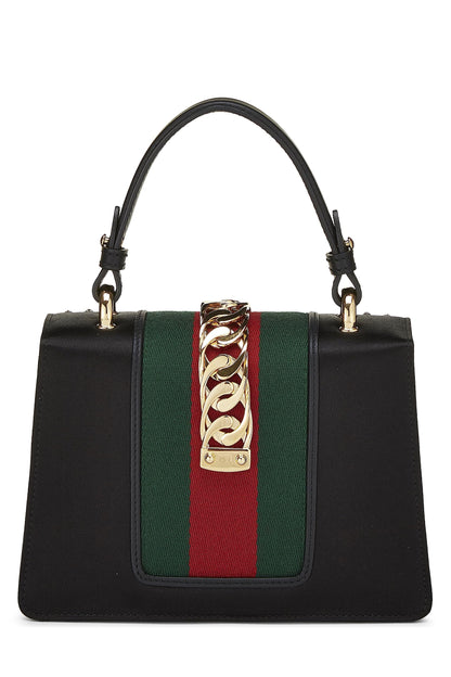 Gucci,  Black Satin & Crystal Sylvie Handbag Mini, Black