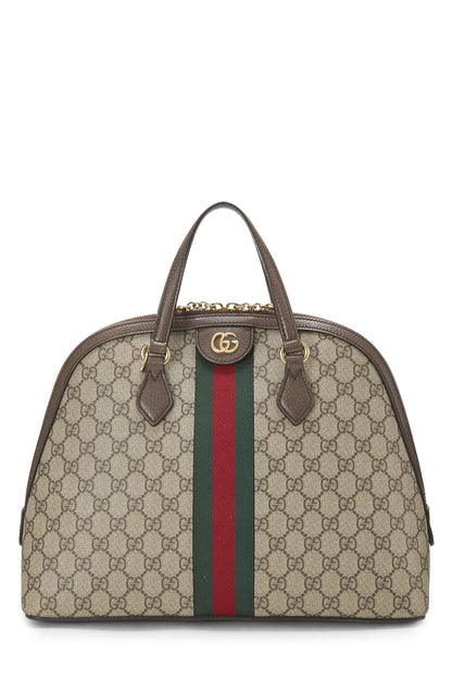 Gucci,  Brown Original GG Supreme Ophidia Dome Shoulder Bag Small, Brown