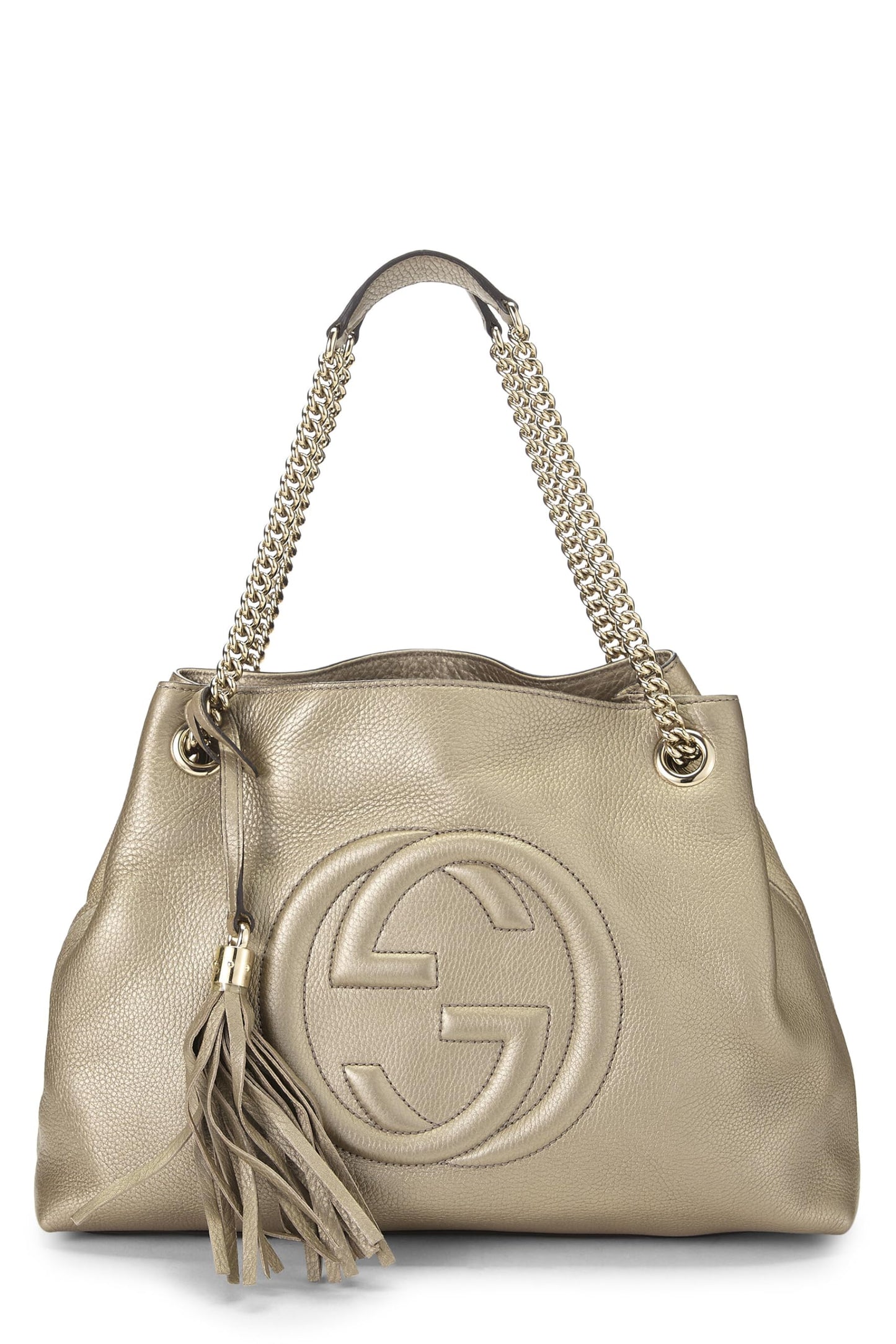 Gucci,  Gold Metallic Leather Soho Chain Tote, Gold