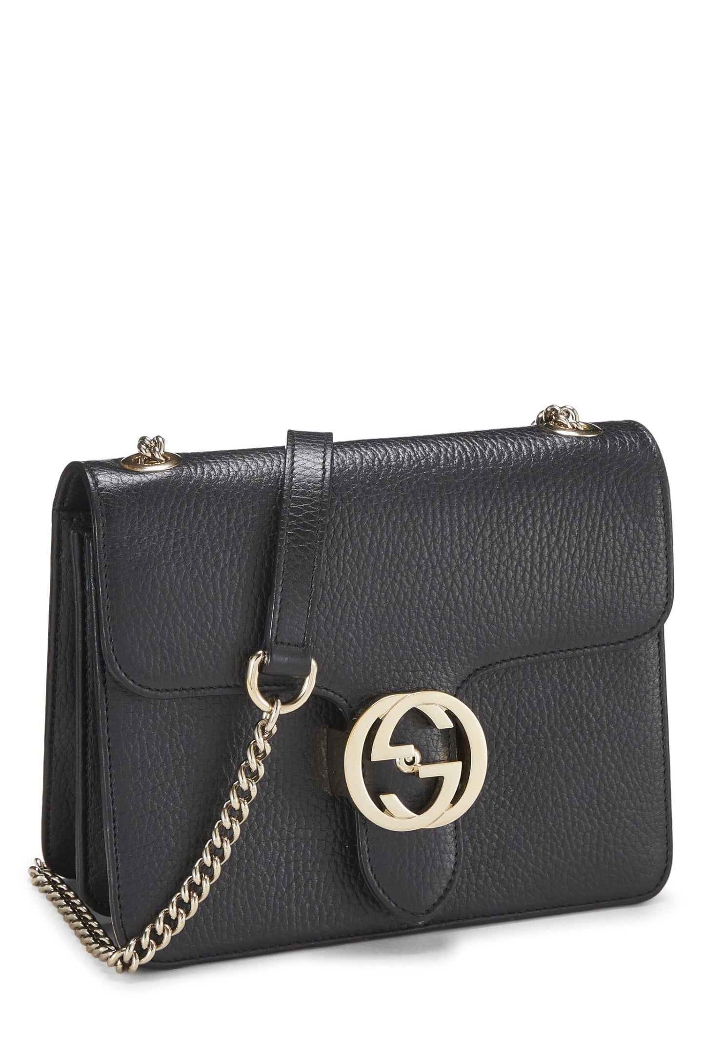 Gucci,  Black Leather Interlocking Crossbody Small, Black