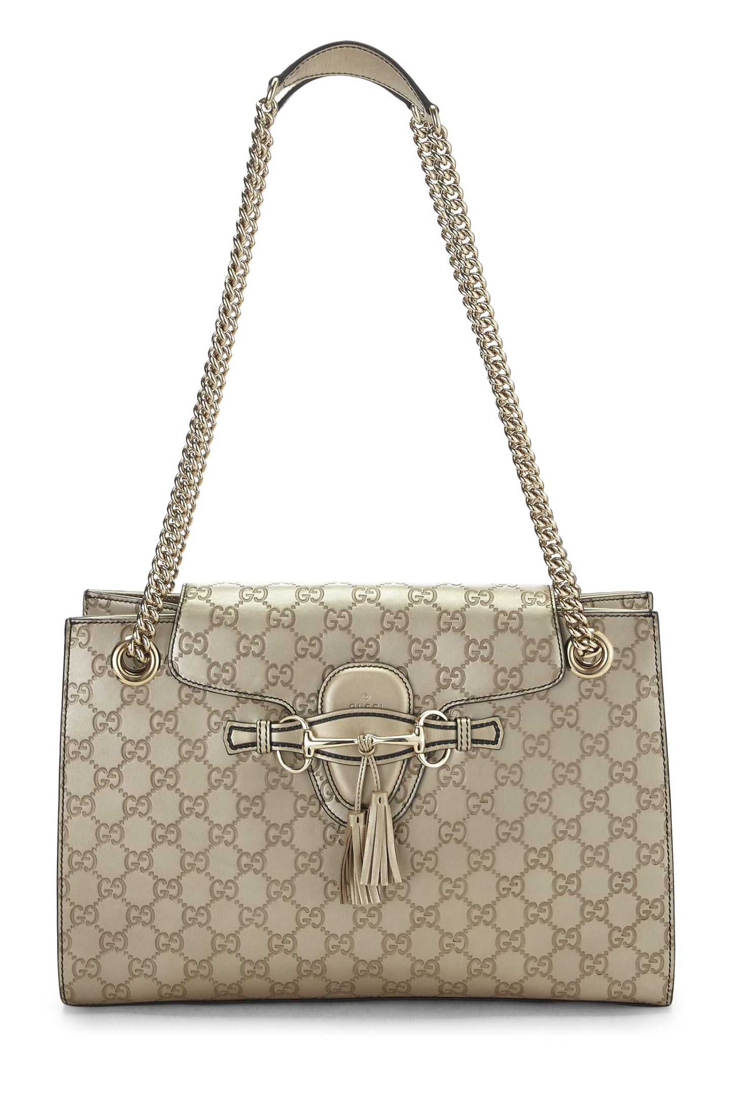 Gucci,  Gold Guccissima Leather Emily Chain Shoulder Bag, Gold