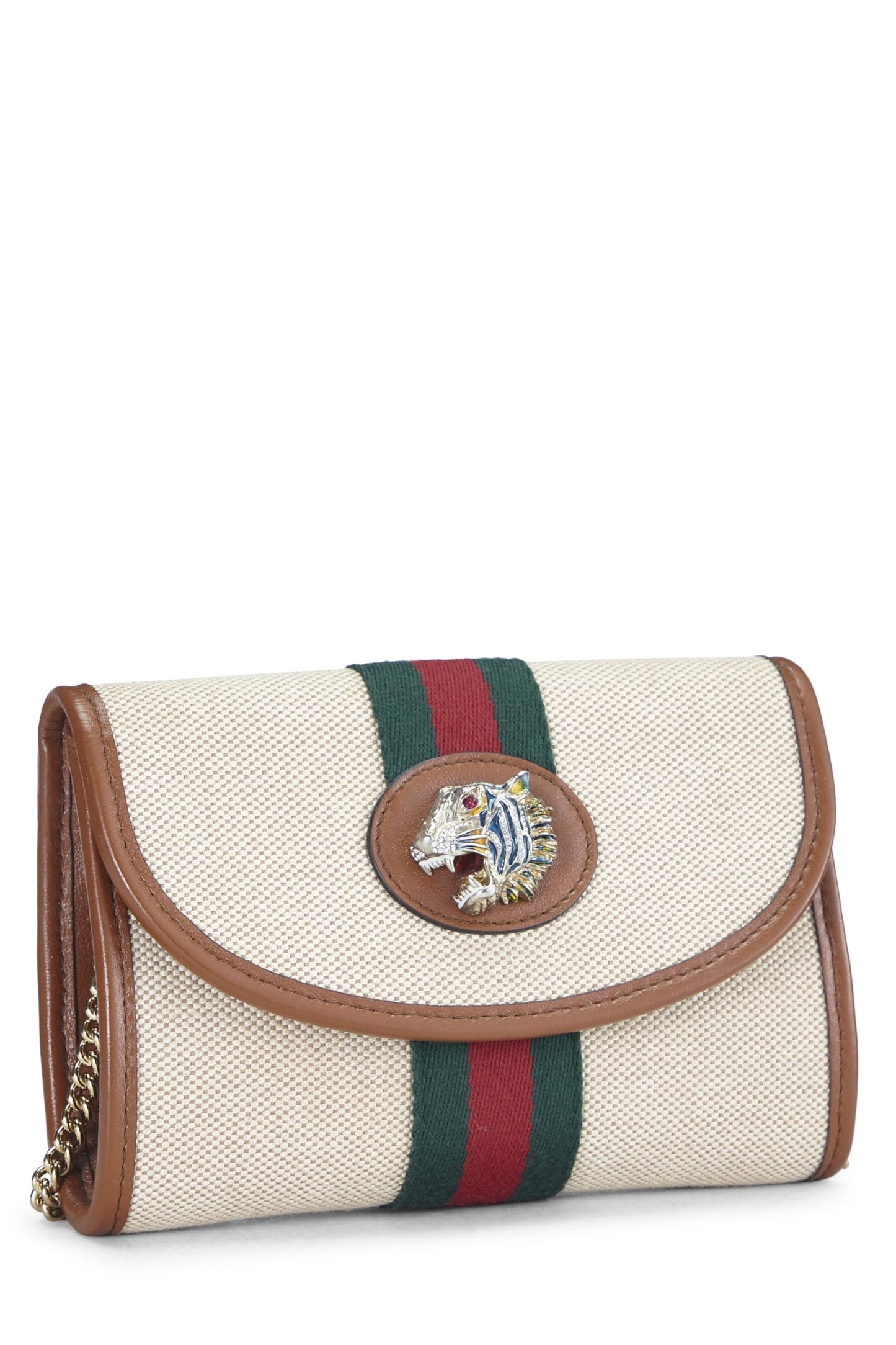 Gucci,  Brown Canvas Rajah Crossbody Bag Mini, Brown