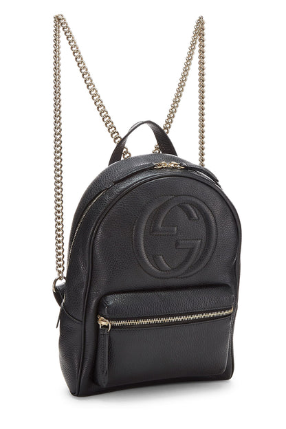 Gucci,  Black Leather Soho Chain Backpack, Black