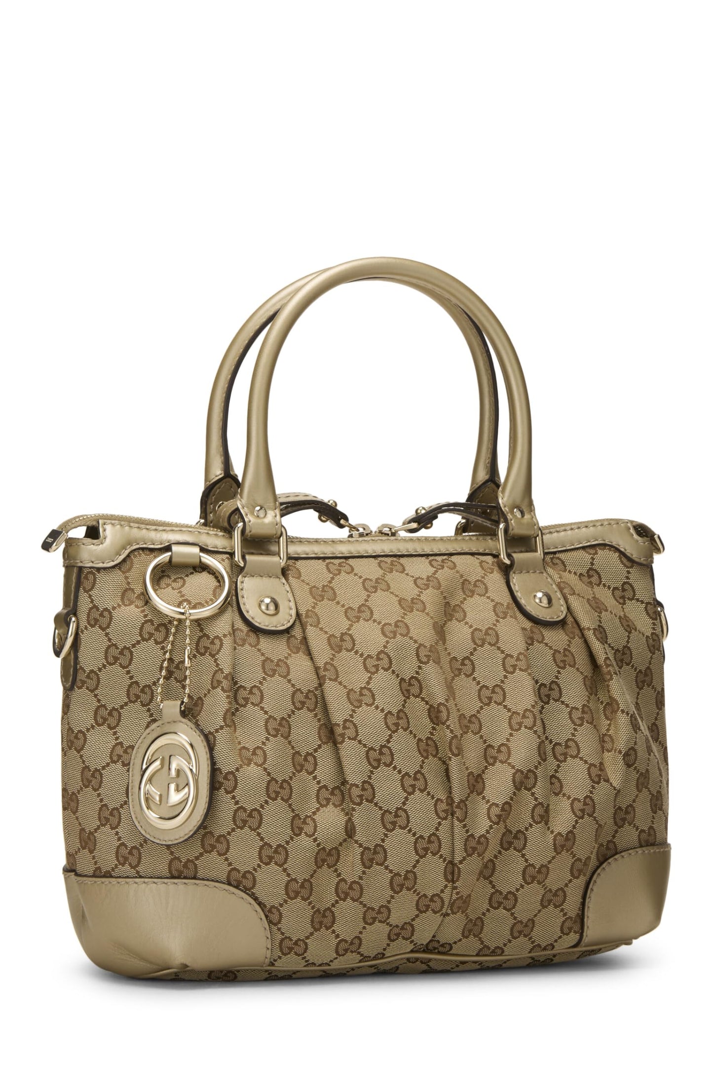 Gucci,  Gold Original GG Canvas Sukey Zip Handbag, Gold