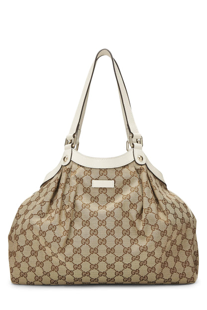 Gucci,  Cream Original GG Canvas Sukey Tote, White