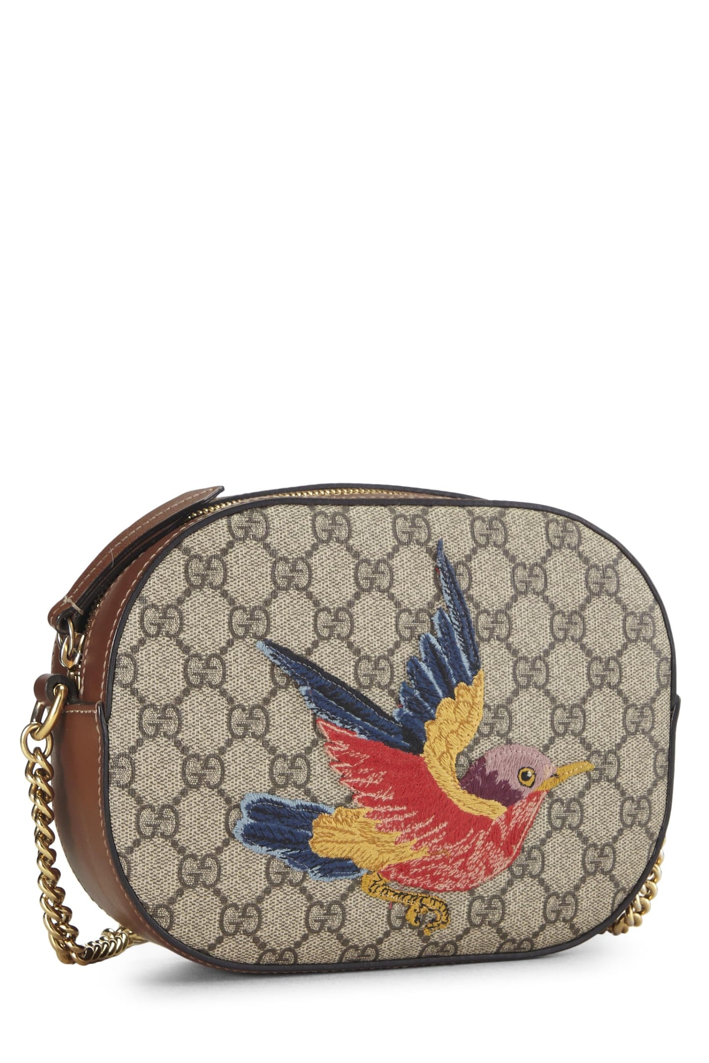 Gucci,  Original GG Supreme Canvas Bird Chain Crossbody Mini, Brown