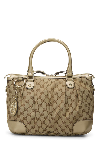 Gucci,  Gold Original GG Canvas Sukey Zip Handbag, Gold