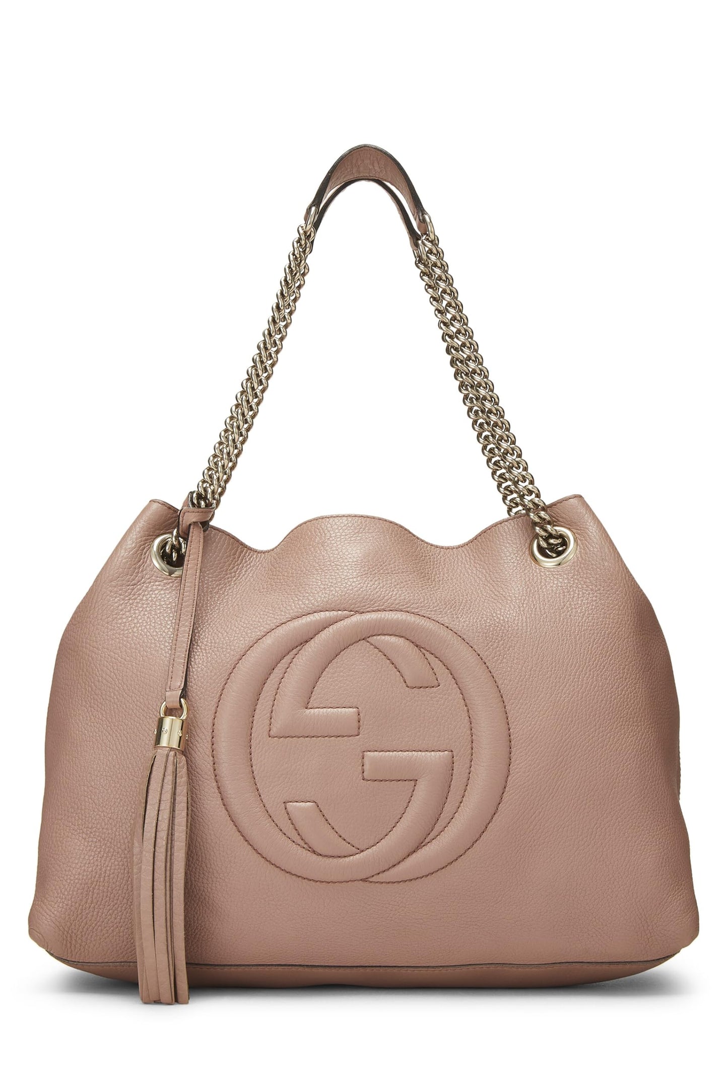 Gucci,  Pink Leather Soho Chain Tote, Beige