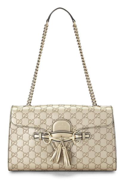 Gucci,  Gold Microguccissima Leather Emily Chain Shoulder Bag, Gold