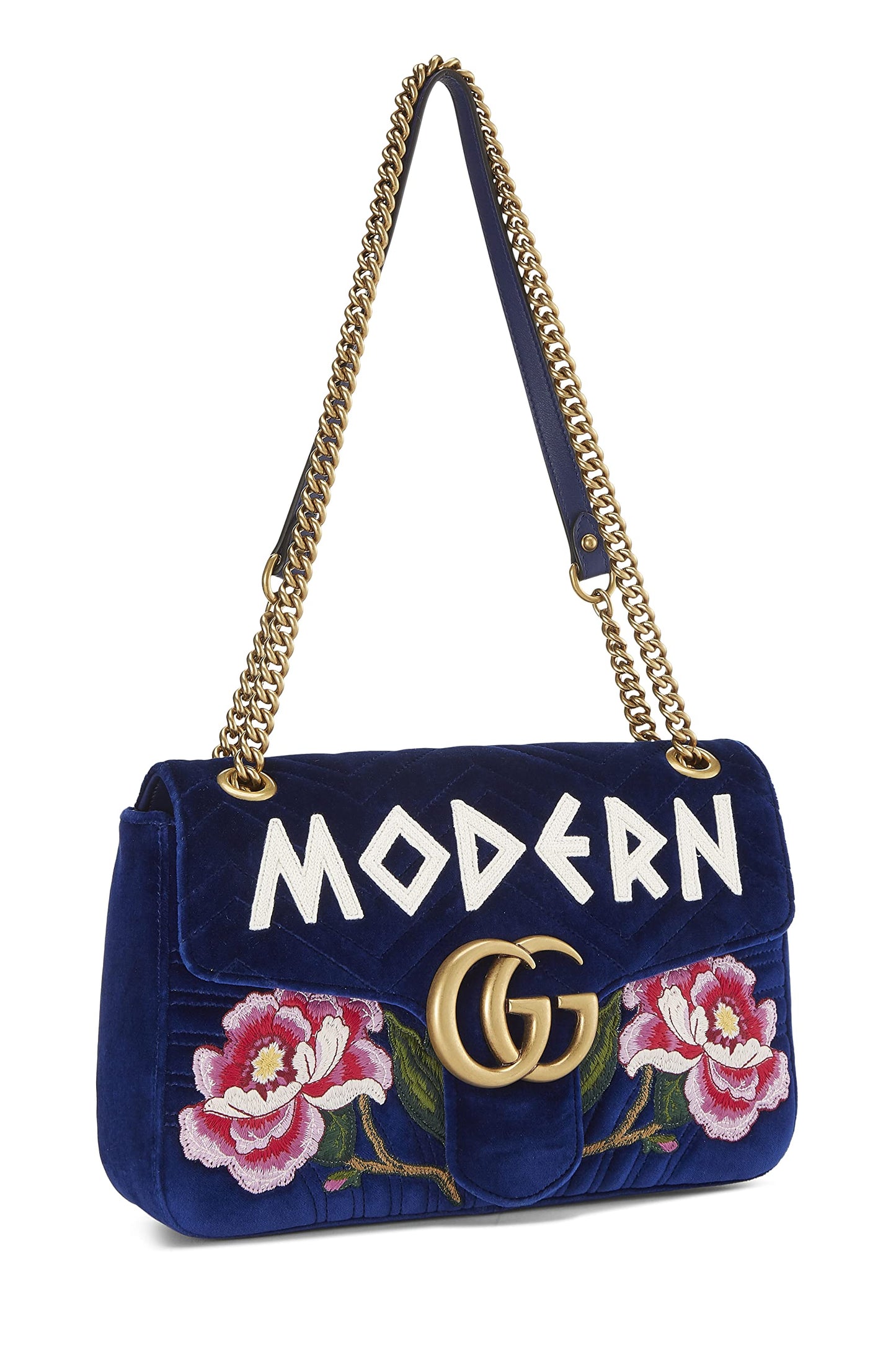 Gucci,  Blue Velvet GG Marmont Modern Shoulder Bag, Blue