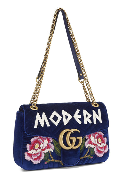 Gucci,  Blue Velvet GG Marmont Modern Shoulder Bag, Blue