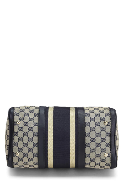 Gucci,  Navy Original GG Canvas Web Boston Bag Medium, Navy