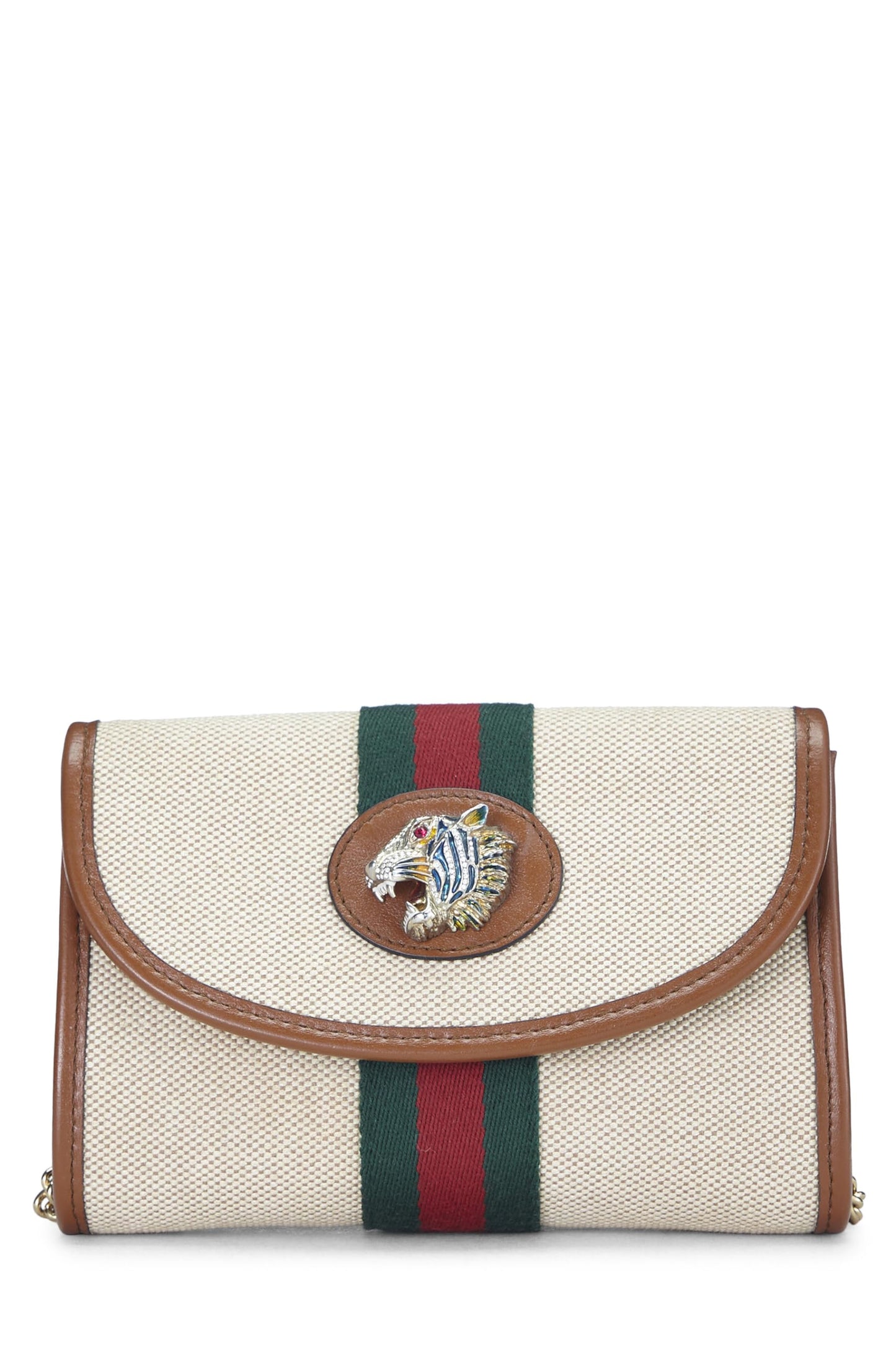 Gucci,  Brown Canvas Rajah Crossbody Bag Mini, Brown