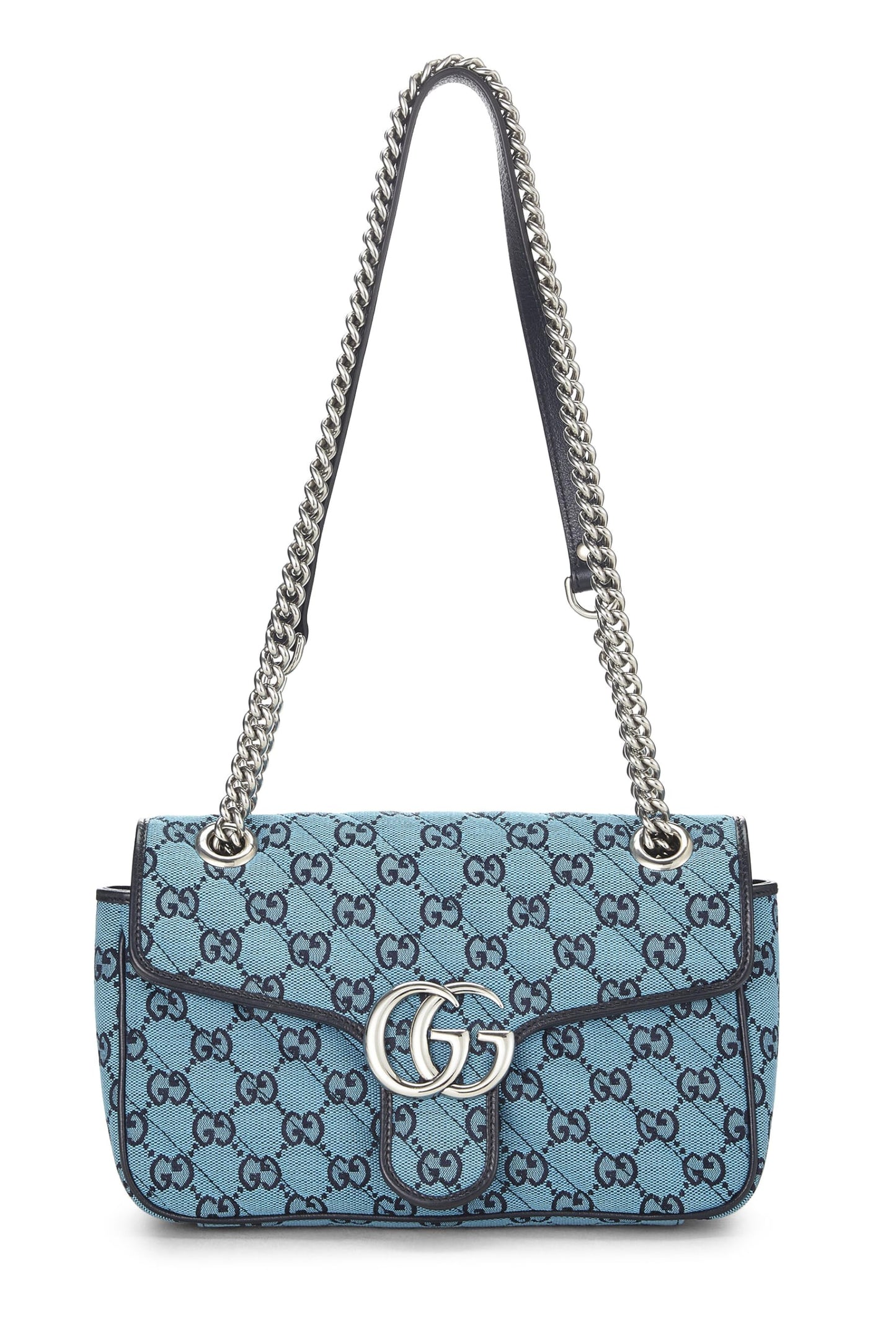 Gucci,  Blue GG Canvas Marmont Shoulder Bag Small, Blue