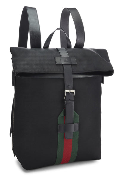 Gucci,  Black Techno Canvas Web Backpack, Black