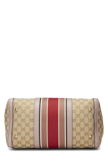 Gucci,  Pink Original GG Canvas Web Boston Bag Medium, Pink