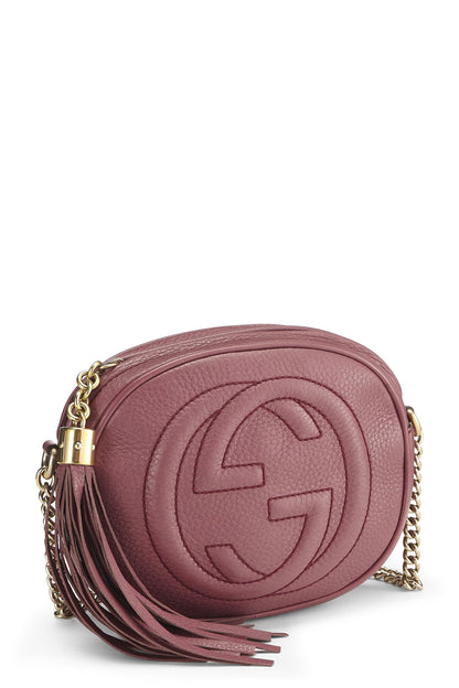 Gucci,  Purple Leather Soho Round Chain Crossbody Mini, Purple