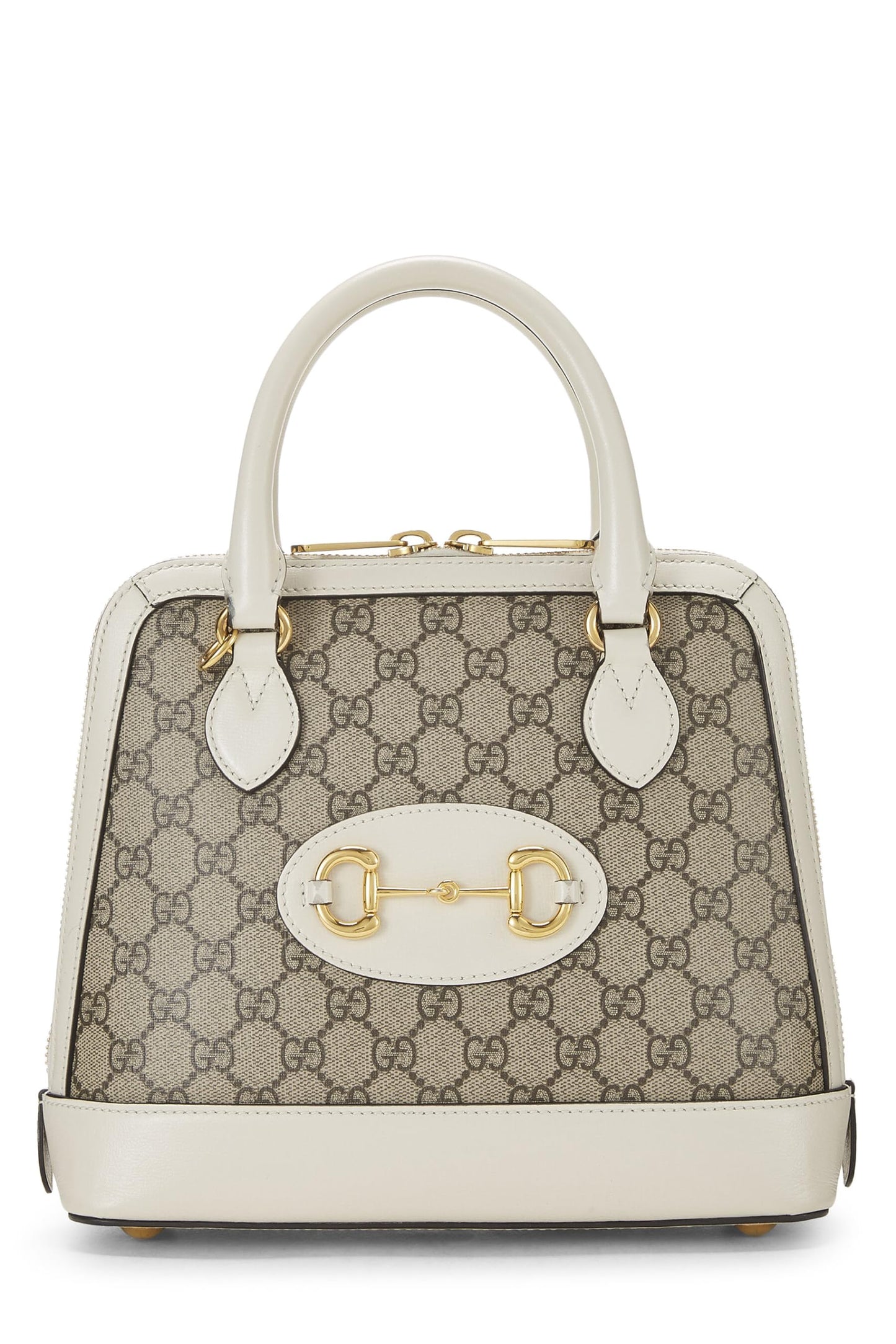 Gucci,  White Original GG Supreme Canvas Horsebit Handbag Small, White