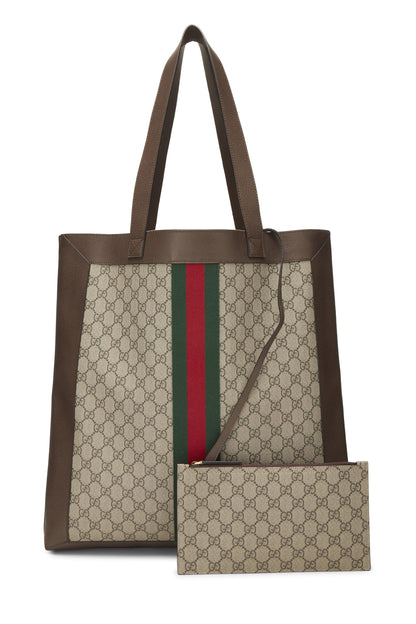 Gucci,  Brown Original GG Supreme Canvas Ophidia Tote Large, Brown