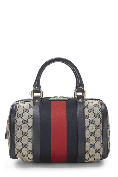 Gucci,  Blue Original GG Canvas Web Boston Bag Small, Blue