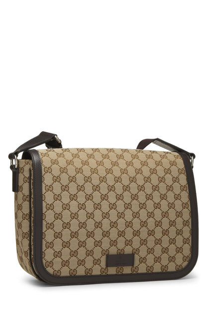 Gucci,  Brown Original GG Canvas Magnetic Flap Messenger Bag, Brown