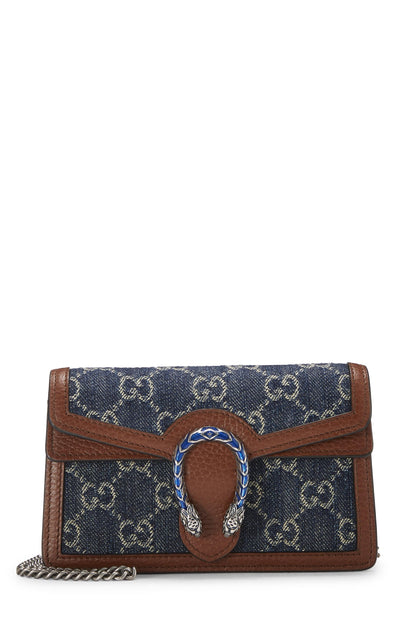 Gucci,  Blue GG Denim Dionysus Shoulder Bag Mini, Blue