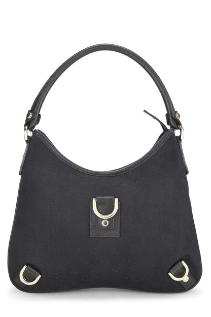 Gucci,  Black Original GG Canvas D-Ring Abbey Hobo Bag Small, Black