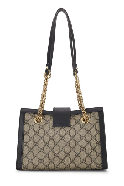 Gucci,  Black Original GG Supreme Canvas Padlock Tote Small, Black