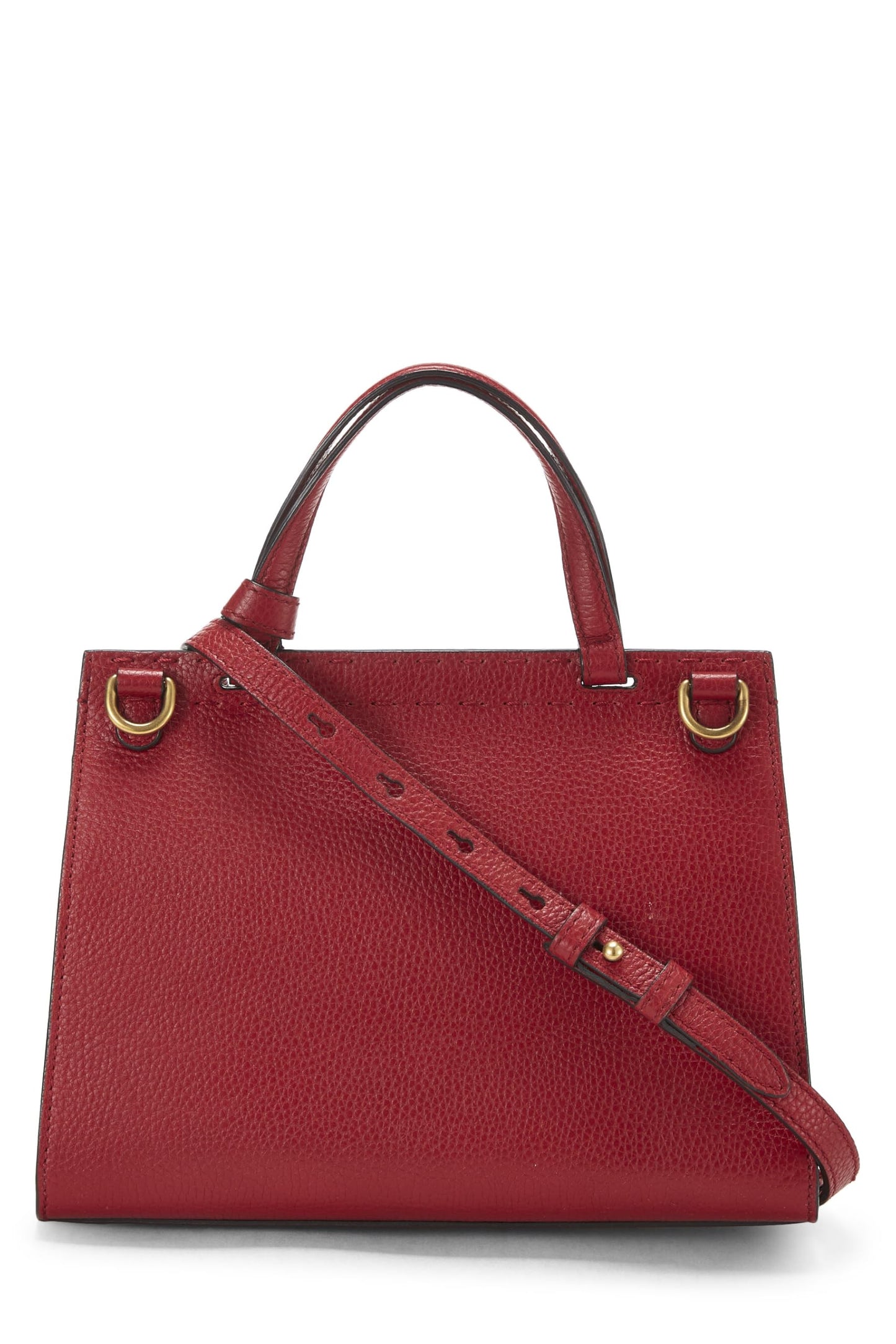 Gucci,  Red Leather GG Marmont Top Handle Flap Bag Mini, Red