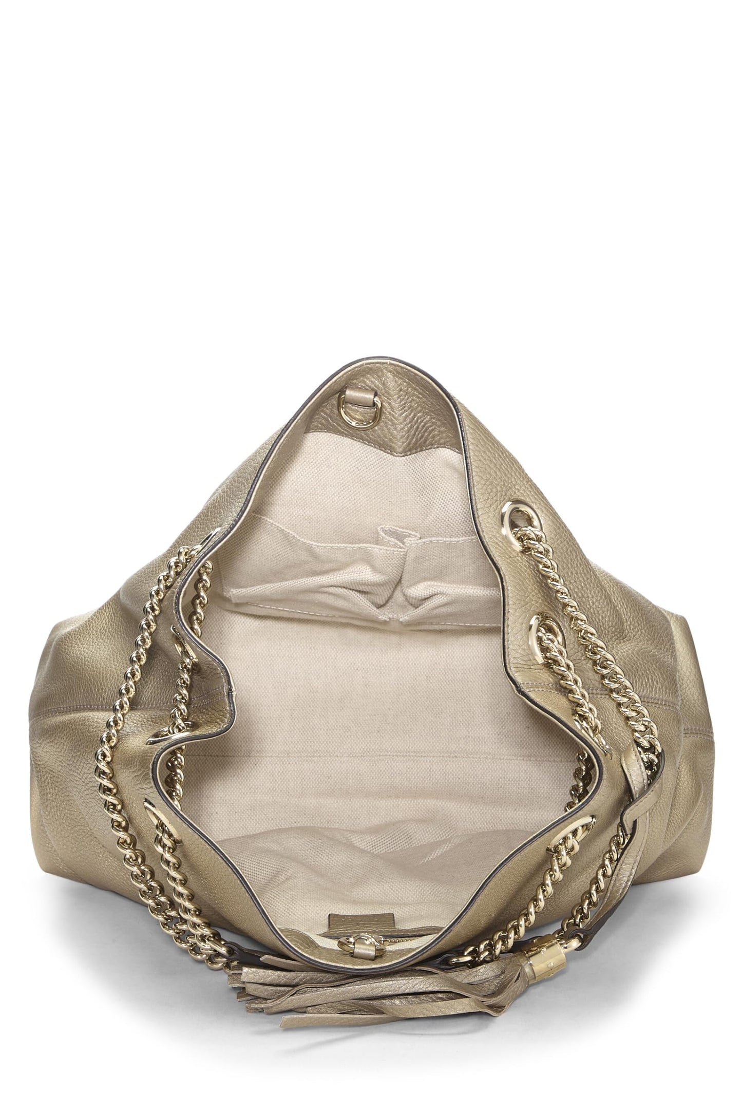 Gucci,  Gold Metallic Leather Soho Chain Tote, Gold