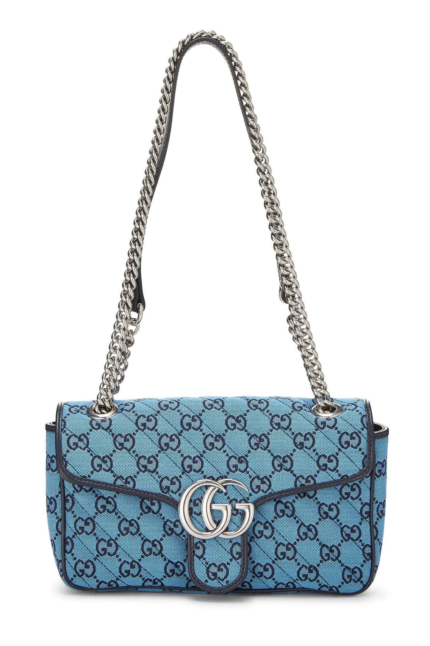 Gucci,  Blue GG Canvas Marmont Shoulder Bag Small, Blue