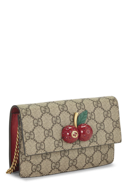 Gucci,  Red Original GG Supreme Canvas Cherry Convertible Clutch Mini, Red