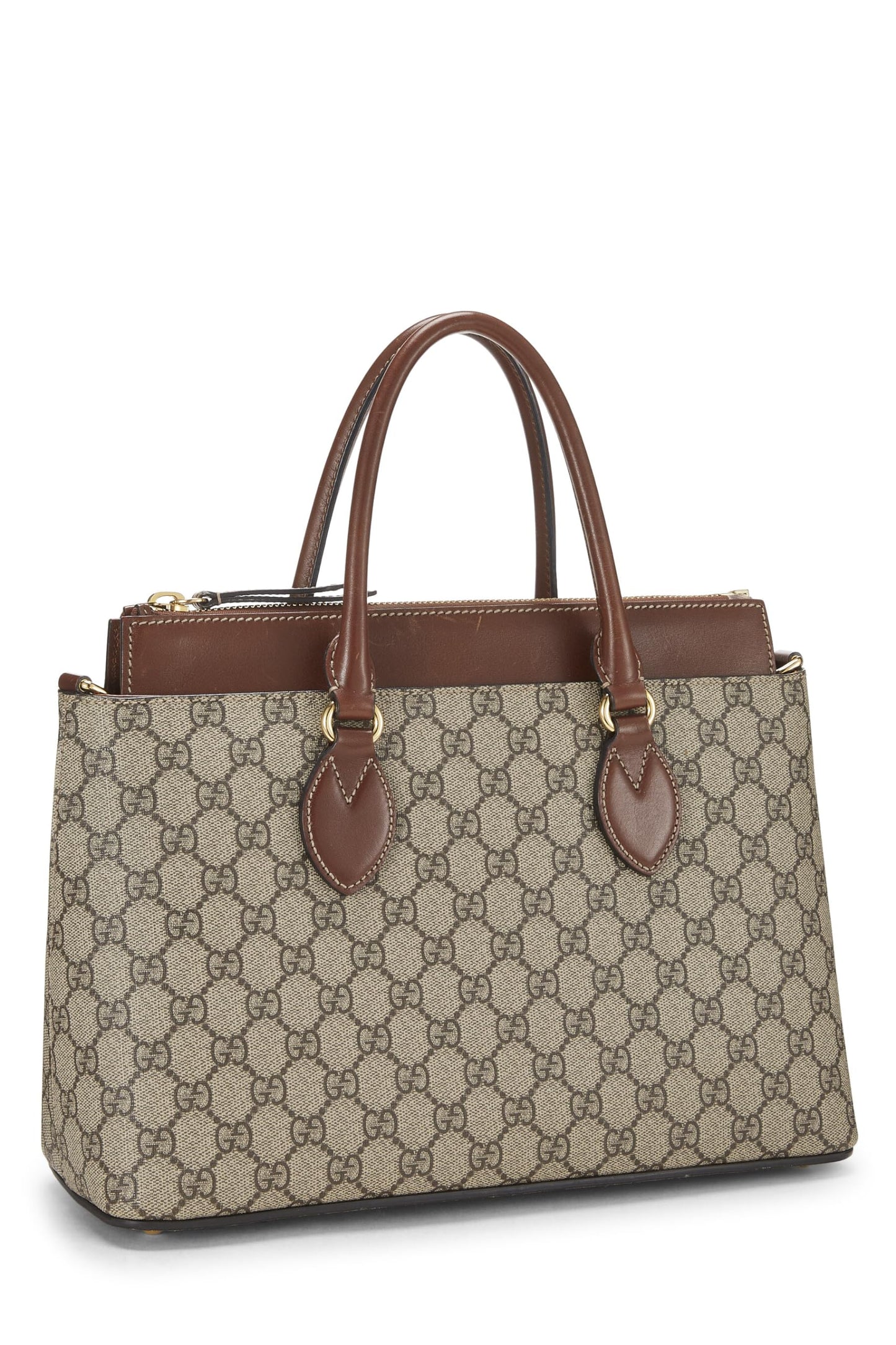 Gucci,  Brown Original GG Supreme Coated Canvas Top Handle Tote, Brown