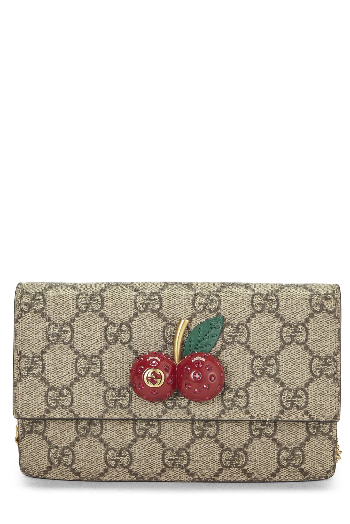 Gucci,  Red Original GG Supreme Canvas Cherry Convertible Clutch Mini, Red