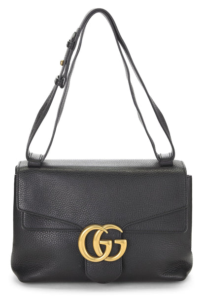 Gucci,  Black Leather GG Marmont Shoulder Bag, Black