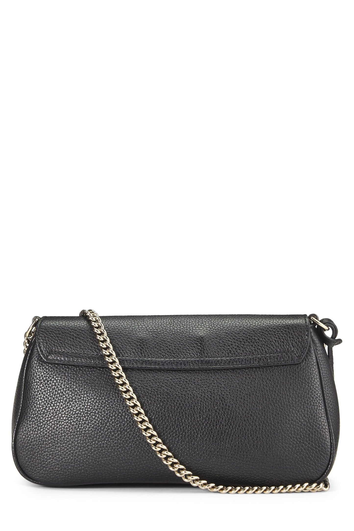 Gucci,  Black Grained Leather Soho Chain Flap Crossbody, Black