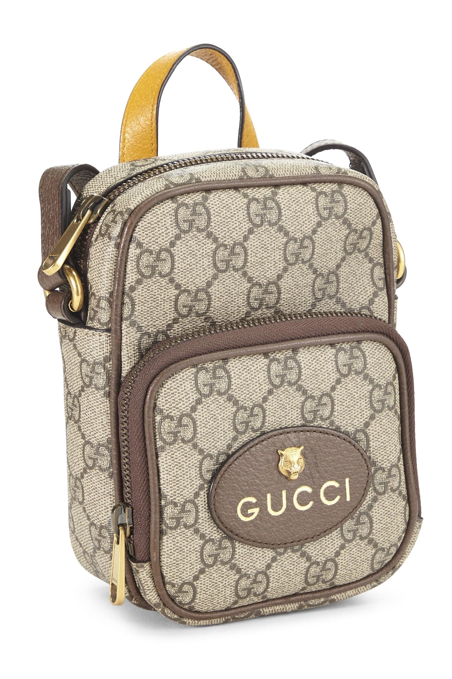 Gucci,  Brown GG Supreme Neo Vintage Double Zip Camera Bag Mini, Brown