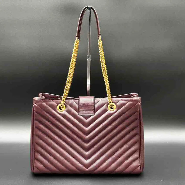 Ysl Classic Monogram Envelope Satchel Matelasse Chevron, Burgundy Leather, Large