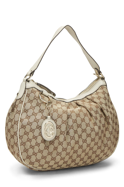 Gucci,  Original GG Canvas Sukey Hobo, White