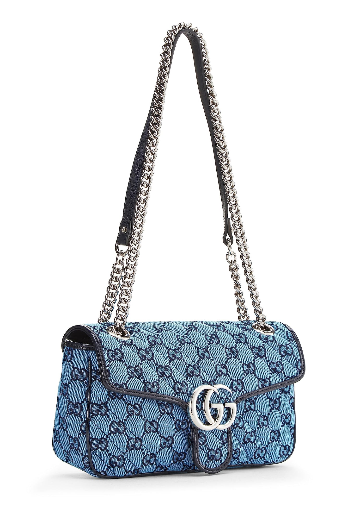 Gucci,  Blue GG Canvas Marmont Shoulder Bag Small, Blue