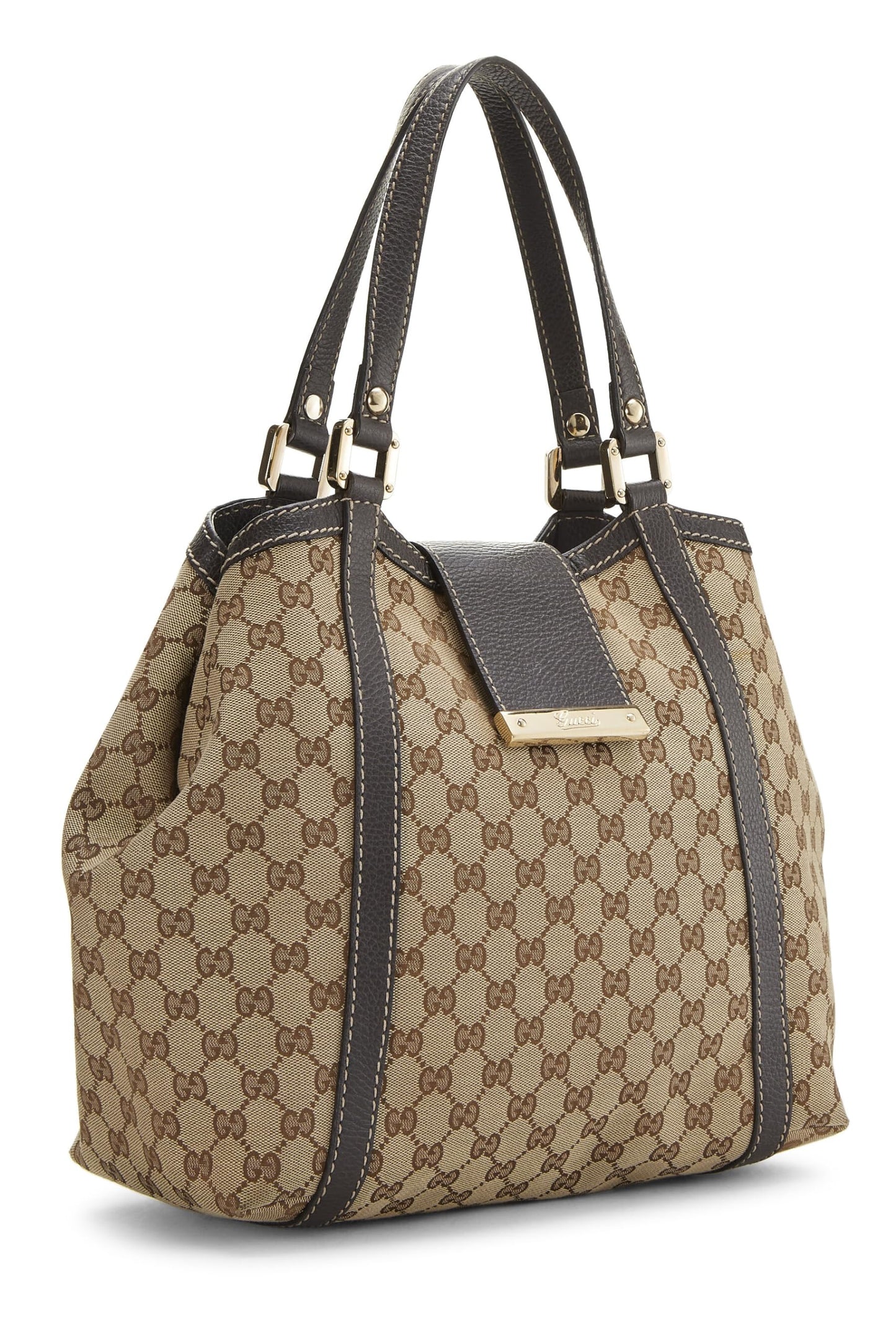 Gucci,  Brown Original GG Canvas Shelly Tote, Brown