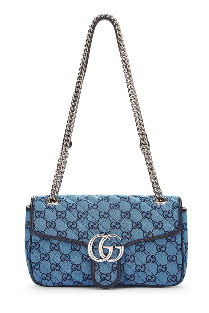 Gucci,  Blue GG Canvas Marmont Shoulder Bag Small, Blue