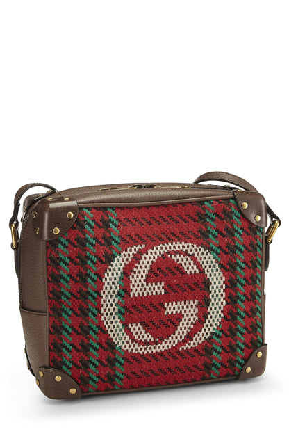 Gucci,  Multicolor Wool & Leather Houndstooth 'GG' Crossbody, Brown