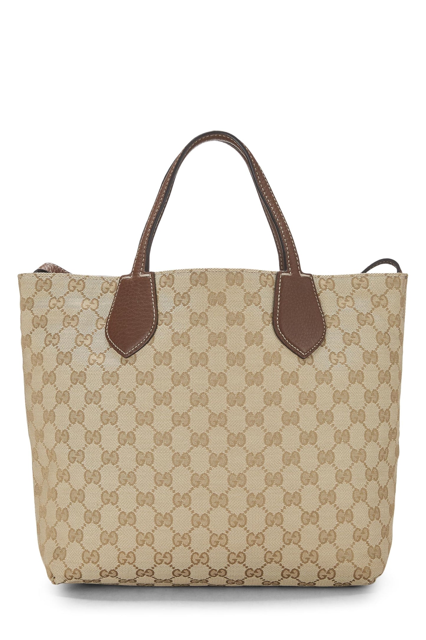 Gucci,  Original GG Canvas & Brown Leather Reversible Tote Small, Brown